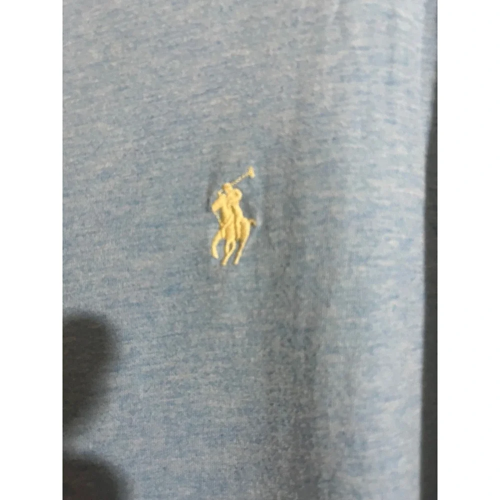 Polo Ralph Lauren Mens XL Custom Slim Fit T-Shirt Light Blue Heather Yellow Pony